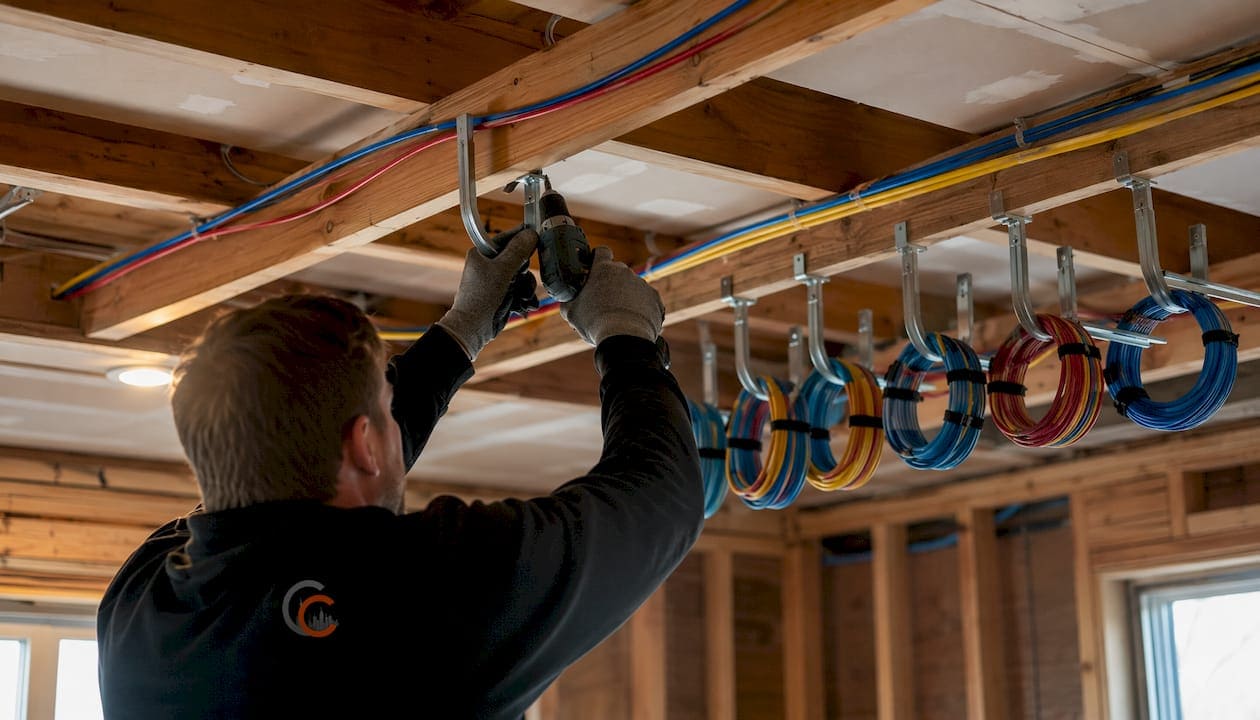 Installing J-hook cable support in ceiling