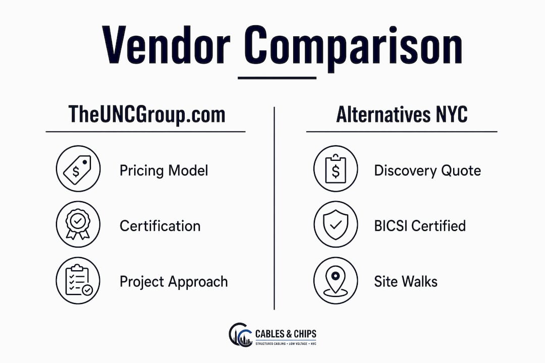 Infographic comparing TheUNCGroup.com and NYC alternatives