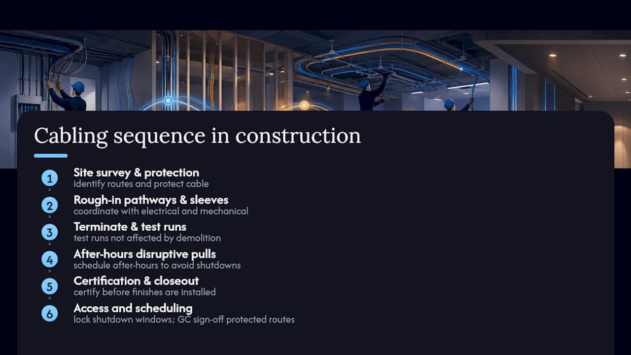 How Should Cabling Work Fit the Construction Schedule? — overview diagram