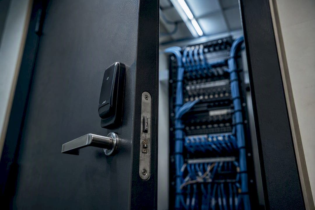 Locked telecom closet and patch panels