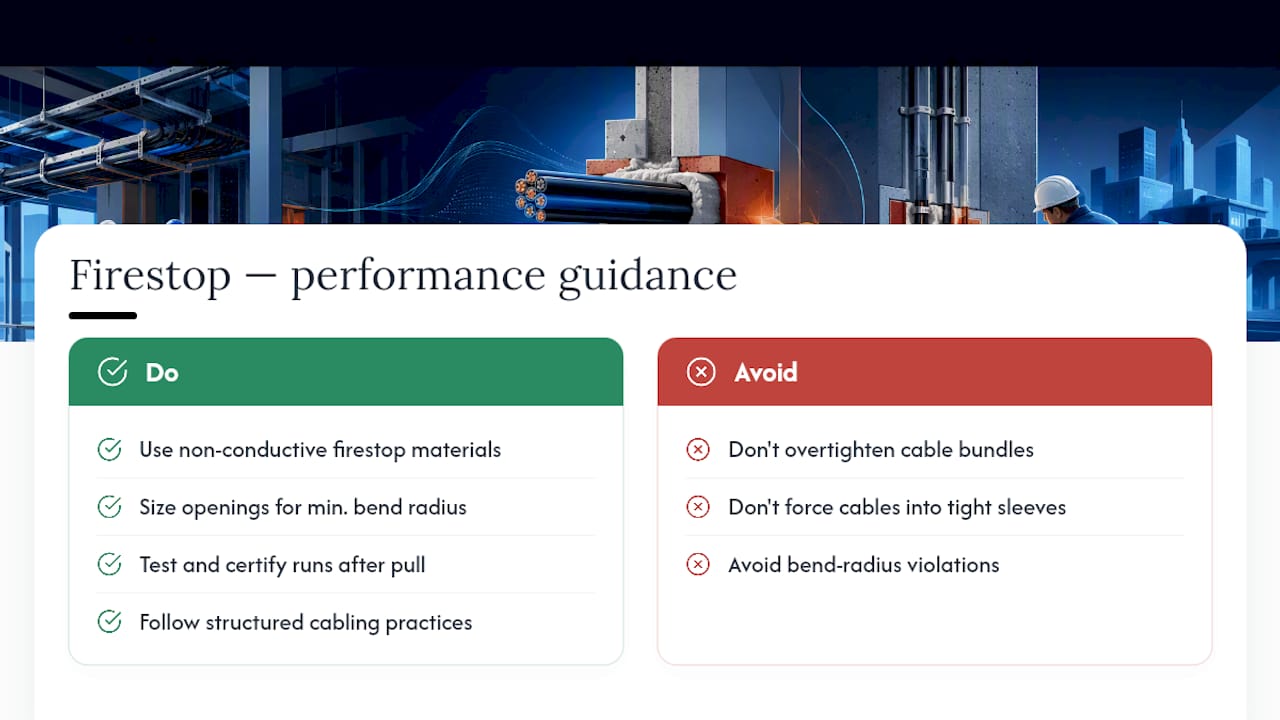 Does Firestopping Affect Cable Signal Integrity or Performance? — overview diagram