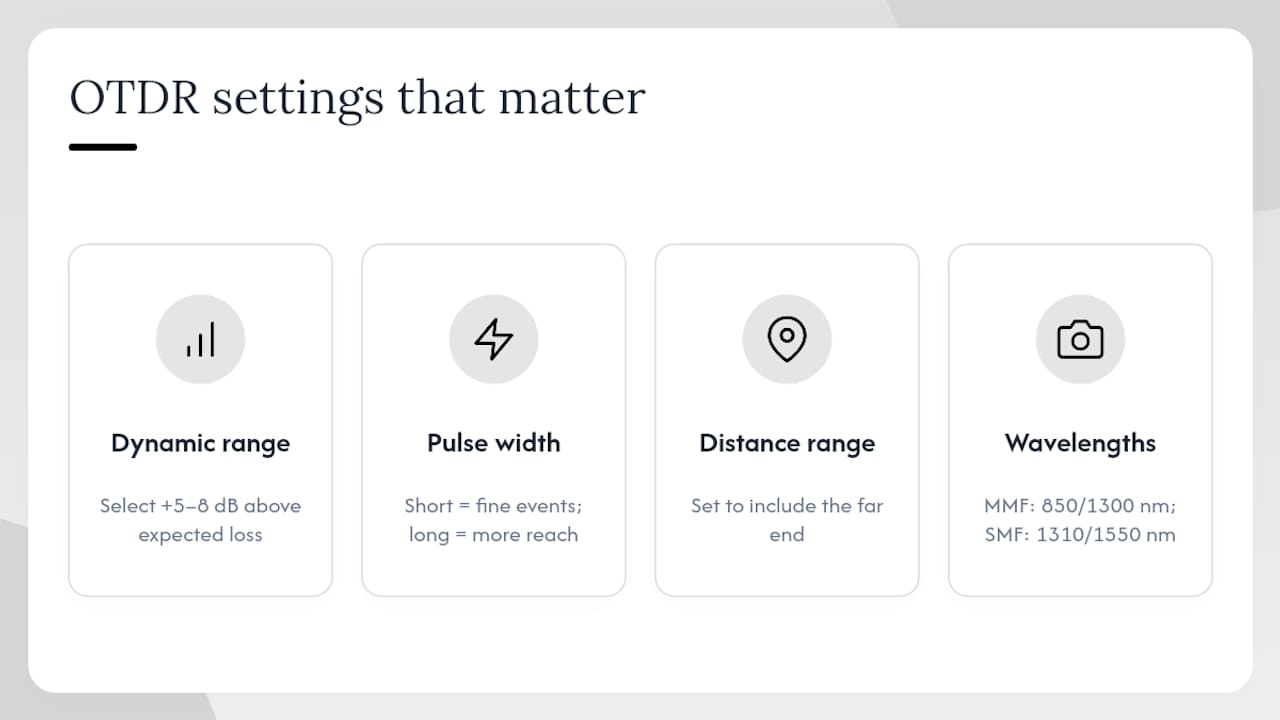 OTDR settings and testing tradeoffs