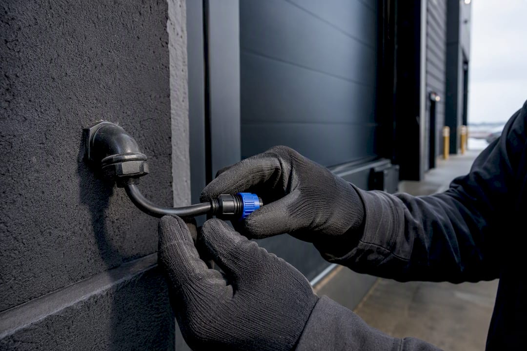 Moisture-sealed cable entry at loading dock