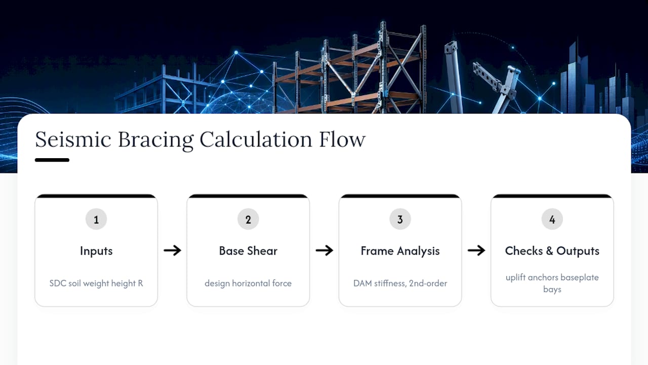 Seismic rack load calculation flow