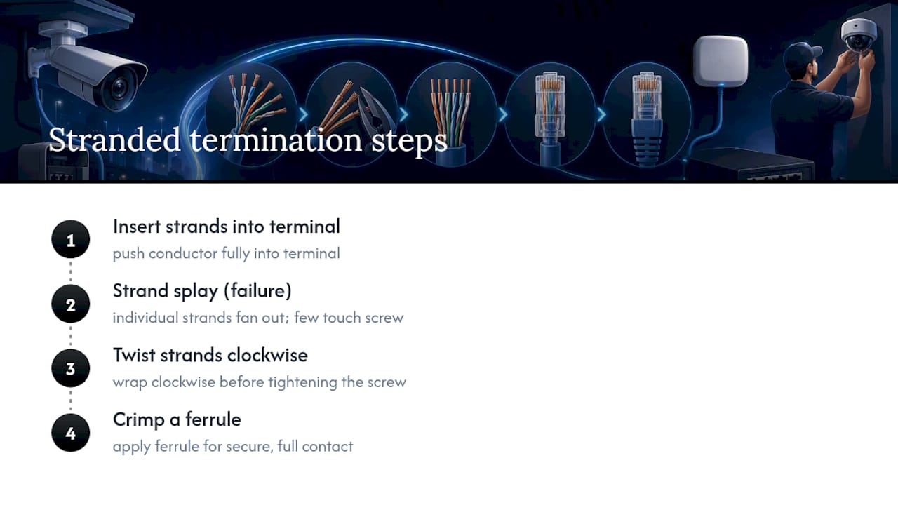 Steps for terminating stranded wire