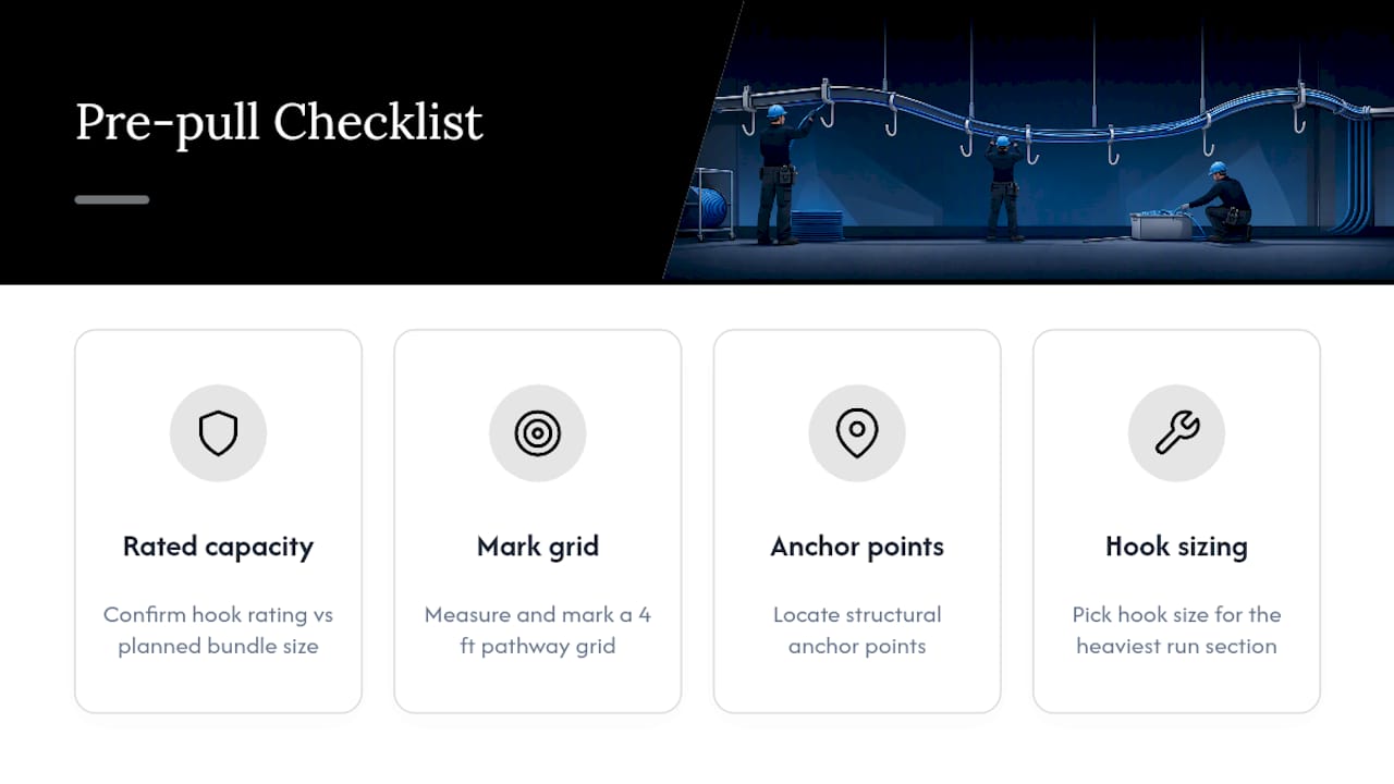 Four-step J-hook layout checklist