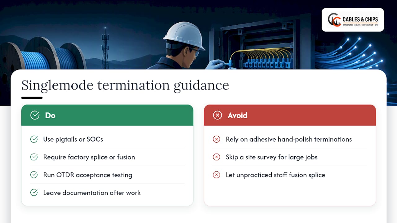 What field experience teaches about singlemode terminations — overview diagram