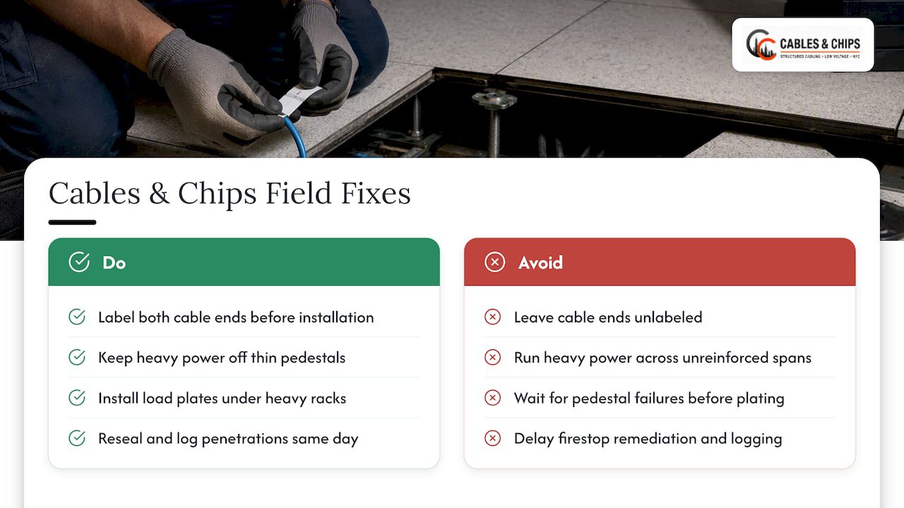 Three raised-floor cabling installation tips