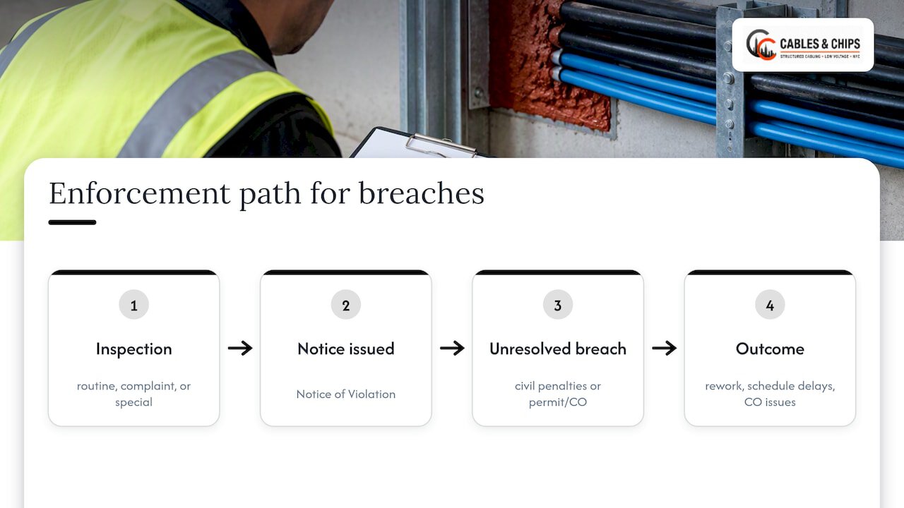 7. Penalties and enforcement for non-compliant firestopping — overview diagram