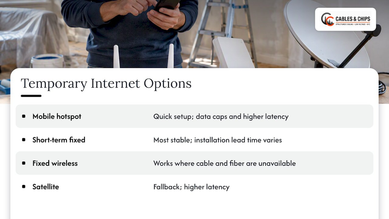 What are your temporary internet options during a renovation? — overview diagram