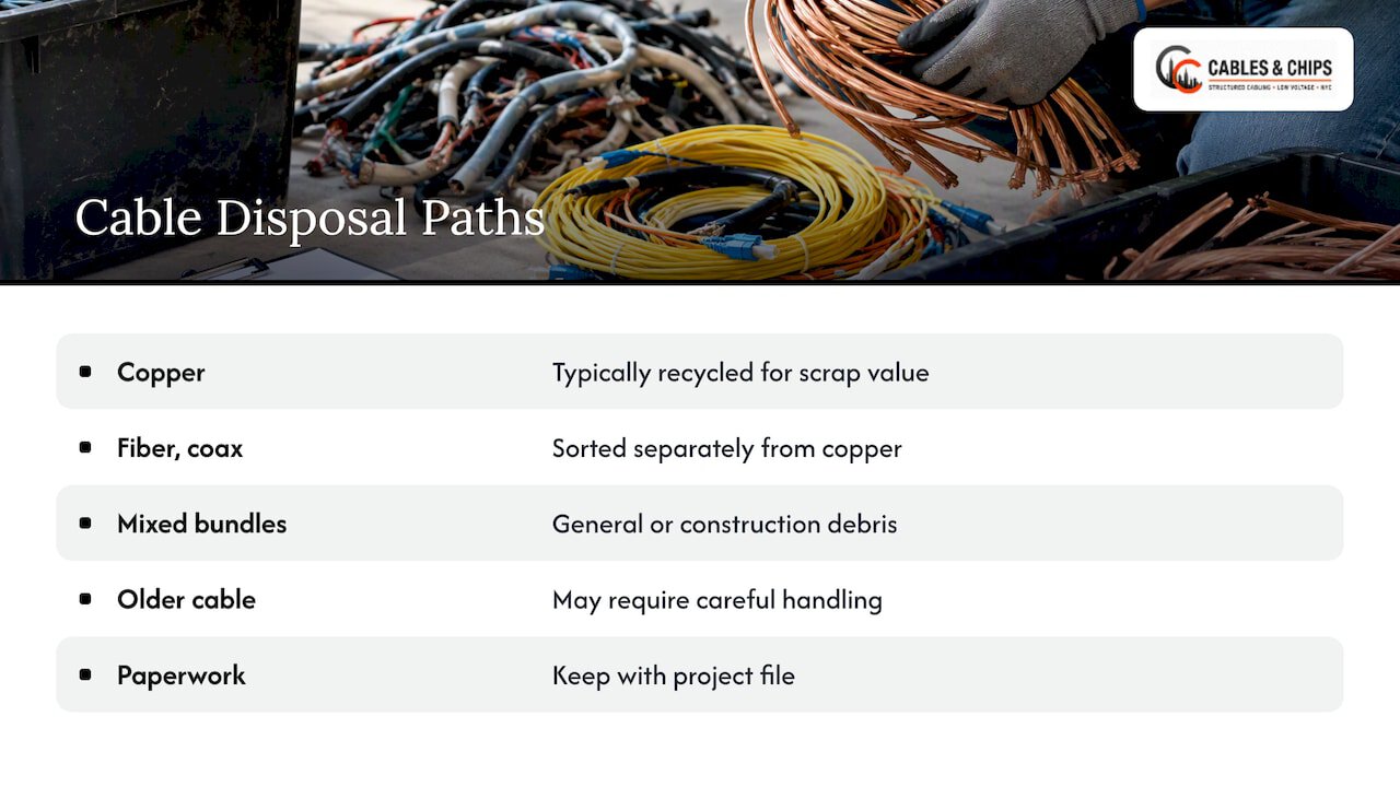 How is removed cabling disposed of? — overview diagram