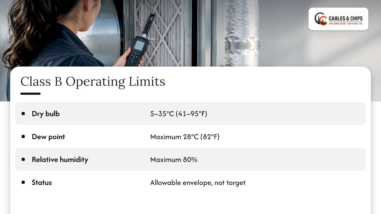 Class B temperature and humidity limits