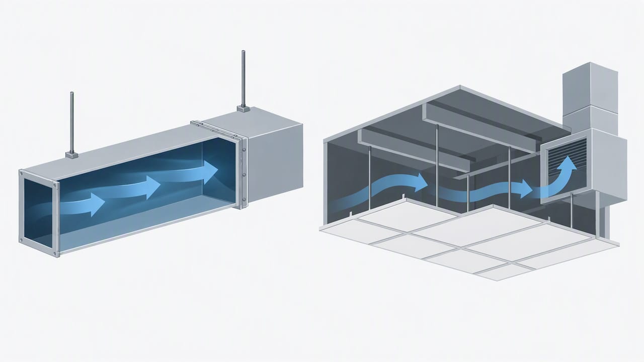 Duct and ceiling cavity carrying return air